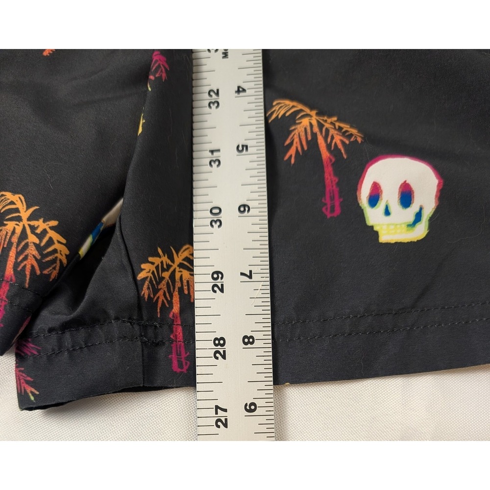 American Eagle Mens Swim Trunks Skull Palm Tree Graphic Print Board Shorts Black - Picture 8 of 12